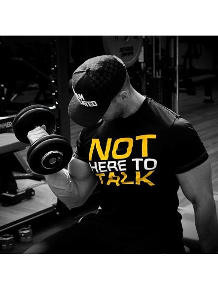 Męska koszulka na siłownie dopasowana "Not Here to Talk"