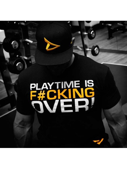 Męska koszulka na siłownie dopasowana "Playtime is over"