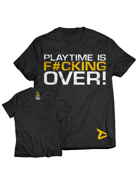 Męska koszulka na siłownie dopasowana "Playtime is over"